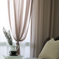 Maison Textile 亮面雪紡防焰窗簾, 米色