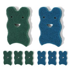 家務王 原絲雙面雙層菜瓜布 多功能綠色4入 + 細緻藍色4入組, 1套