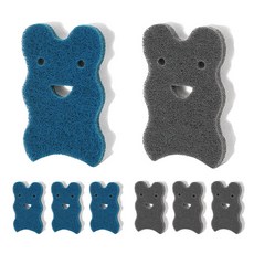 家事王 原絲細緻雙面2層菜瓜布 藍色4入 + 灰色4入, 1套