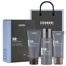 COSNORI Mr. All-in-One清潔底妝3件組+購物袋, 潔面泡沫 100ml + 保濕霜 100ml + 提亮防曬霜 35ml, 1套