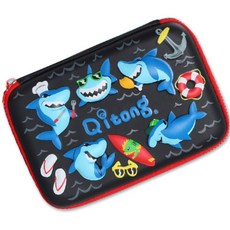 Kithong鯊魚角色立體筆袋, 黑色的, 1個