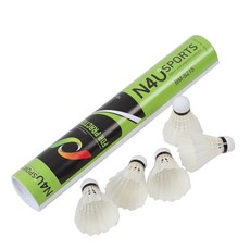 엔포유 시합용 배드민턴 더블 코르크팁 셔틀콕 BM-S215 12p, 화이트, 1개