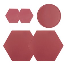 ade.l 六角形矽膠餐具 2人5件組, 珊瑚紅, 寬 395mm x 長 343mm