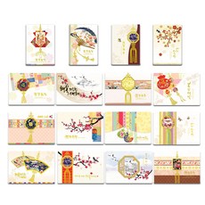 Maumdama 燙金高級新年賀卡16款套組, 混合顏色, 1套