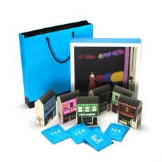 CLAYTON 建築造型盒裝綜合茶包禮盒組 1號+提袋, 伯爵茶+英式早餐茶+玫瑰花茶+薄荷茶+木槿花茶+茉莉花茶, 1組