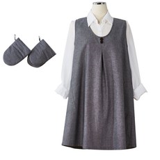 Bodeure生活連身圍裙+廚房手套 2入, 深灰色, 1套