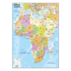 地圖網 覆膜式非洲地圖 小 110 x 78 cm + 世界地圖套組, 1套