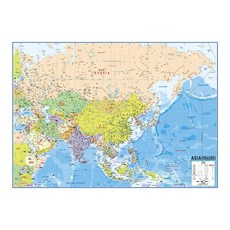 地圖網 覆膜式亞洲地圖 小 110 x 78 cm + 世界地圖套組, 1套