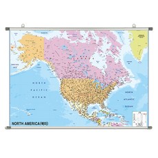 지도닷컴 족자형 북아메리카 지도 소 110 x 78 cm + 족자 걸이 + 세계지도 세트, 1세트