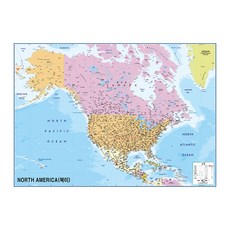 Jido.com 覆膜型北美洲地圖 小 110 x 78 cm + 世界地圖套組, 1套