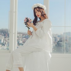 GLAM GONGGAM 凡爾賽公主風純棉透氣睡衣家居服兩件式上下套裝
