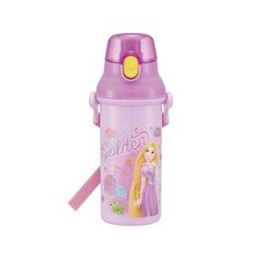 디즈니 원터치 유아용 보틀 + 어깨끈 + 이름 스티커 세트, 퍼플 라푼젤, 480ml, 1개