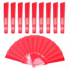 LivingDA 素色摺扇, 紅色的, 10個