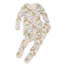 withorganic 孩童印花長袖圓領居家T恤+鬆緊帶長褲