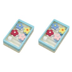 콩 더블플라워 콘택트렌즈 케이스 2p 세트, 블루, 2세트