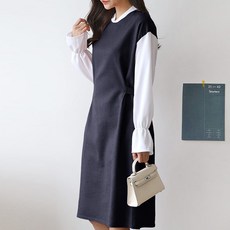 BORIMOM 長袖拼色孕婦連身裙 E803