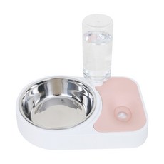 Petbowl 半自動基本款雙格寵物食器, 粉紅色, 1個