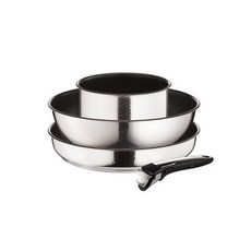 Tefal 特福 Magic Hands不鏽鋼鍋 4件組, 混色, 湯鍋18cm+炒鍋26cm+平底鍋26cm+不鏽鋼手柄