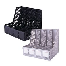 deLi 得力 組合式桌面文件架 4格 E9846, 黑色, 灰色, 1套