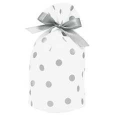 DONNA&DECO 銀點裝飾包裝袋 M號+緞帶 銀色, 50個, 銀點