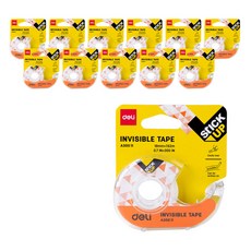 델리 매직 투명 밀크 테이프 18mm × 7.62m EA30011, 반투명흰색, 12개