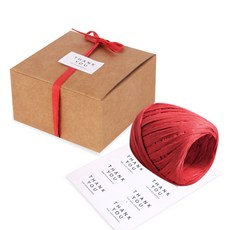 indi.k 現代風禮物盒1號 45入 + 拉菲草 1入 + 標籤 50入, 牛皮紙, 1套