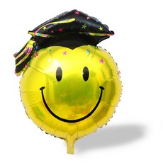 WOW PARTY KOREA 微笑黑色學士帽 鋁箔氣球 大, 混合顏色, 2個