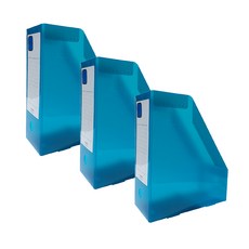 PP簡約文件整理箱, 天藍色, 3個