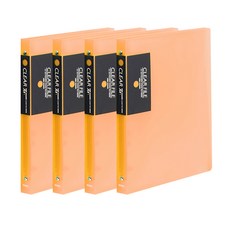 希望 半透明透明文件夾 40頁 3環, 橘色, 4個