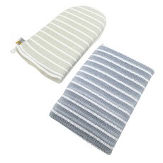 Oceantowel 條紋沐浴巾 隨機出貨 + 海綿 全家用沐浴組 NO 01, 混色, 1套