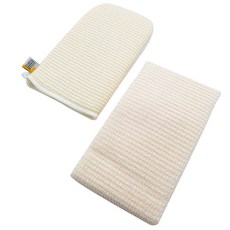 Oceantowel 全家亞麻米色沐浴巾+海綿沐浴套組 NO 03, 混色, 1套