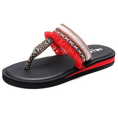 Market A印度圖案海邊人字拖