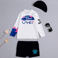 momasong 兒童Over the Sea防曬泳衣 + 帽子套組