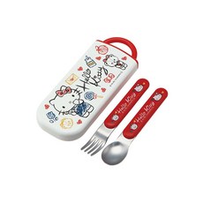 Hello Kitty 滑勺+叉子+名字貼紙套組, 白色的凱蒂貓, 1套