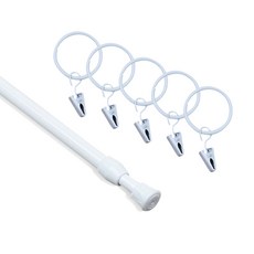 WINDOW&INTERIOR 冬季13mm多功能窗簾壓桿+夾式窗簾環5件套, 白色的