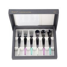 Bogen 糖茶匙茶叉禮品套組黑色, 1套, 3p 勺子 + 3p 叉子