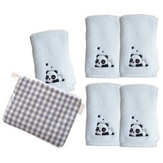 SEMOMS 幼稚園毛巾 5入+收納袋, 熊貓款, 1組