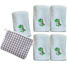 SEMOMS 幼稚園毛巾 5入+收納袋, 恐龍款, 1組