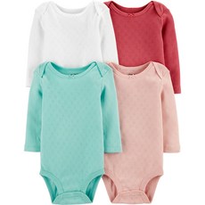 carter's 愛心壓紋長袖包屁衣 4入