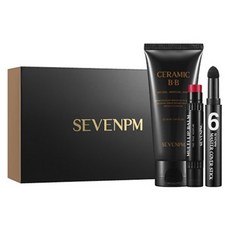 SEVENPM 美容陶瓷 BB 霜 50ml + 遮瑕棒 1g + 多效潤唇膏 2.4g x 2p 套組, 混色, 1套