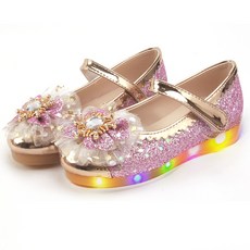 BEBEMARU 女童蕾絲花朵造型平底燈鞋