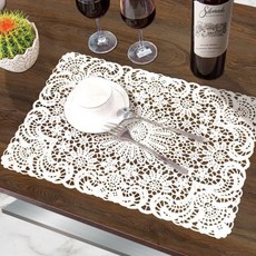 TheLiving 蕾絲餐墊 4入, 白色, 45 x 30cm, 4個