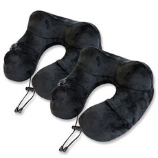 KINTON 充氣式旅行頸枕 2入, 黑色的