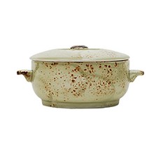 steelite 復古風雙耳陶瓷蒸碗+蓋子 綠色, 16 x 8 厘米, 1個