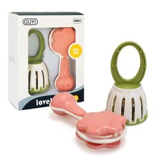 Petit Bebe 音樂搖鈴2件組, 綠色+粉色