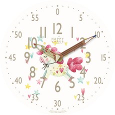 Happy Virus兒童教育用靜音壁鐘 益智指針, 魔法獨角獸(2240)