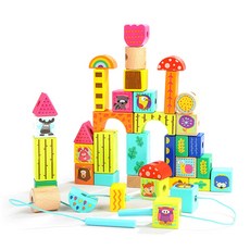 TOPBRIGHT 特寶兒 森林穿線原木積木, 混合顏色, 1套