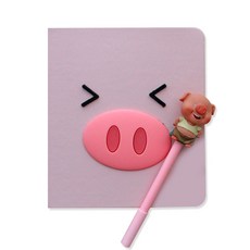 VIC DREAM 粉豬人物日記本日記本80條+筆, 皺眉, 1套