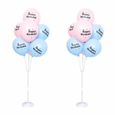 파티쇼 풍선꽂이 장식세트 130cm, 매트파스텔생일핑크 앤블루, 2세트