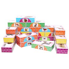 孩童視覺車輛物體識別紙磚塊 50p, 混色
